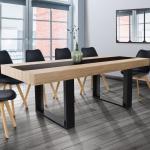 Tables de salle à manger design marron en bois finition mate contemporaines en promo 
