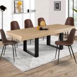 Tables de salle à manger design marron en bois extensibles modernes en promo 