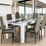 Tables de salle à manger gris anthracite laquées en bois 6 places modernes 