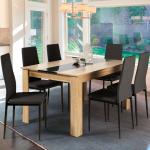 Tables de salle à manger design marron en hêtre 6 places contemporaines 