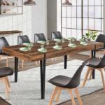 Tables de salle à manger design marron à effet vieilli en bois à motif Autriche extensibles 