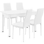 Tables de salle à manger Helloshop26 blanches en cuir synthétique 4 places modernes 
