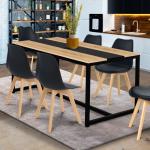 Tables de salle à manger design marron 6 places industrielles 