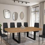 Tables de salle à manger design marron en chêne extensibles modernes en promo 