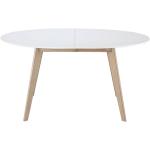 Table à manger extensible ovale blanche et bois clair L150-200 cm leena - Blanc