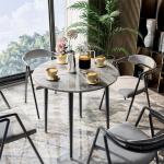 Tables de salle à manger design noires en marbre 4 places modernes 