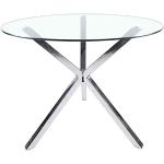 Tables de salle à manger design argentées en verre diamètre 90 cm modernes 