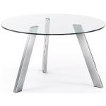 Tables de salle à manger rondes gris acier en acier diamètre 130 cm 