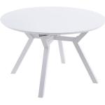 Tables de salle à manger rondes blanches laquées en bois extensibles diamètre 120 cm 