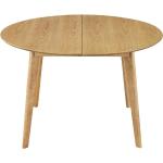 Tables de salle à manger rondes Miliboo Leena marron en chêne extensibles diamètre 150 cm 