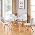 Tables de salle à manger rondes marron en bois diamètre 100 cm scandinaves 