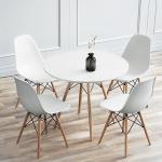 Table à manger ronde style scandinave-nature blanc laqué + pieds en bois hêtre massif - Ø 70 cm