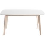 Table à manger scandinave blanc et bois clair rectangulaire L150 cm leena - Blanc