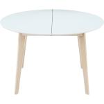 Tables rondes Miliboo Leena blanches en bois extensibles diamètre 150 cm scandinaves 