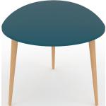 Table basse - Bleu pétrole, ovale, design scandinave, petite table pour salon élégante - 67 x 43 x 50 cm, personnalisable