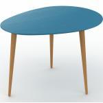 Table basse - Bleu pétrole, ovale, design scandinave, petite table pour salon élégante - 67 x 47 x 50 cm, personnalisable