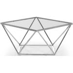 Table Basse Design en Verre Luna 80cm Argent - Paris Prix