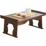 Tables basses rectangulaires marron en bois de Paulownia inspirations zen pliables rustiques 