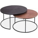 Table basse gigogne ronde en métal bicolore collection LIVOS. Meuble style industriel 44 x 75 Noir