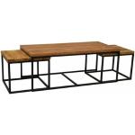 Tables carrées design Aubry Gaspard marron laquées en bois recyclé en lot de 3 contemporaines 