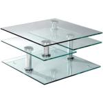 Tables basses rectangulaires gris acier en verre 