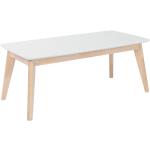 Table basse rectangulaire scandinave blanc et bois clair massif L105 cm leena - Blanc