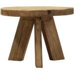 Tables basses rondes marron en bois massif diamètre 60 cm style campagne 