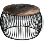 Tables basses rondes marron en bois recyclé diamètre 60 cm rétro 