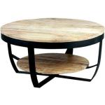Tables basses rondes marron en bois massif diamètre 40 cm style campagne 