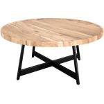 Tables basses rondes noires en bois massif diamètre 40 cm industrielles 