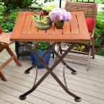 Table d'appoint pliable table de camping balcon table longueur 45 cm bois d'eucalyptus pliable, métal marron, H 45 cm, jardin balcon