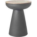 Table d'appoint ronde design avec rangement en métal gris anthracite et bois manguier massif H52 cm TAM