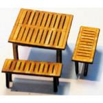 Tables de jardin carrées marron en bois 