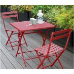 Tables de jardin carrées Hesperide rouges en acier pliables 