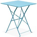 Tables de jardin carrées bleus acier en acier pliables 4 places 