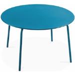 Tables de jardin ronde bleus acier en acier inoxydables diamètre 120 cm 