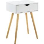 Table de nuit chevet avec tiroir commode meuble de rangement pieds de table en pin 60 cm blanc 03_0003141