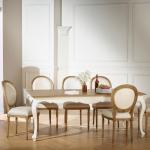 Tables de salle à manger blanc d'ivoire finis cérusé Robin Des Bois contemporaines 