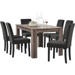 Table de salle à manger (chêne antique) + 6 chaise de salle à manger en gris foncé - 140x90cm 03_0004238