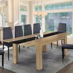 Tables de salle à manger design marron laquées en hêtre extensibles contemporaines 