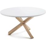 Tables de salle à manger design Kave Home marron laquées en bois massif diamètre 135 cm 