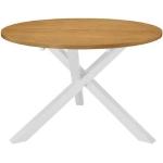 Tables de salle à manger design Helloshop26 blanches en bois massif diamètre 120 cm 