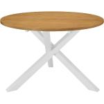Tables de salle à manger design Helloshop26 blanches en bois massif diamètre 120 cm 