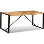 Tables de salle à manger design Helloshop26 marron laquées en manguier finition mate industrielles 