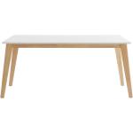 Table extensible rallonges intégrées rectangulaire blanche et bois clair L160-205 cm SWAD - Blanc