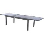 Tables en verre Hesperide Piazza gris anthracite en aluminium extensibles modernes 