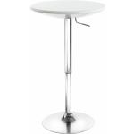 Table haute de bar dominik table bistrot ronde hauteur réglable avec plateau tournant en plastique blanc et socle en métal chromé - Blanc
