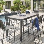 Tables jardin en bois Hesperide grises en aluminium extensibles 8 places 