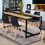 Tables de salle à manger design marron en métal 6 places industrielles 