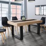 Tables de salle à manger design marron en bois finition mate 6 places contemporaines en promo 